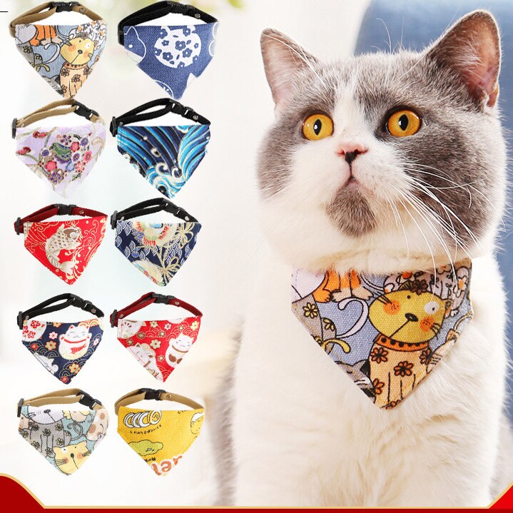 Neepet Cartoon Cat Bow Tie Dog Scarf Adjustable Collar