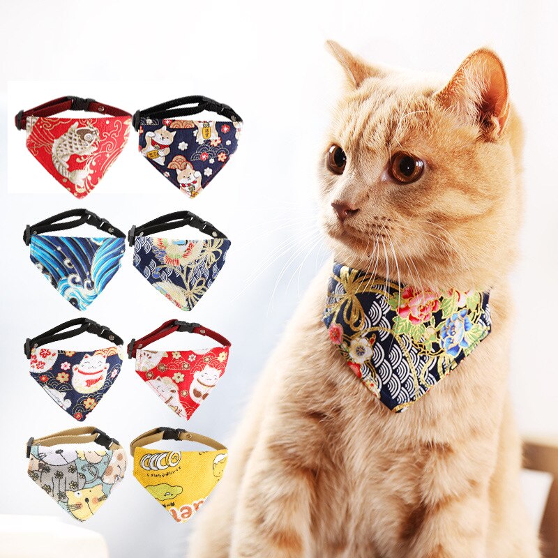 Neepet Cartoon Cat Bow Tie Dog Scarf Adjustable Collar