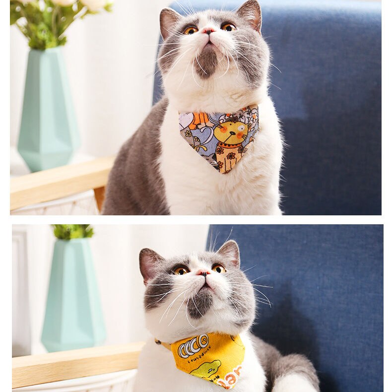 Neepet Cartoon Cat Bow Tie Dog Scarf Adjustable Collar