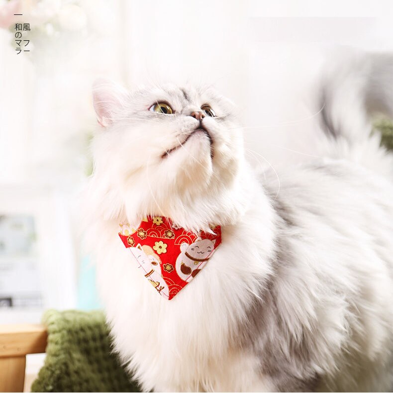 Neepet Cartoon Cat Bow Tie Dog Scarf Adjustable Collar