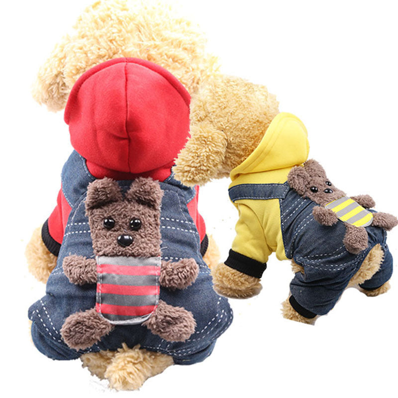 NEEPET Cartoon Pet Four-legged Warm Cotton Coat Doggie Hoodies