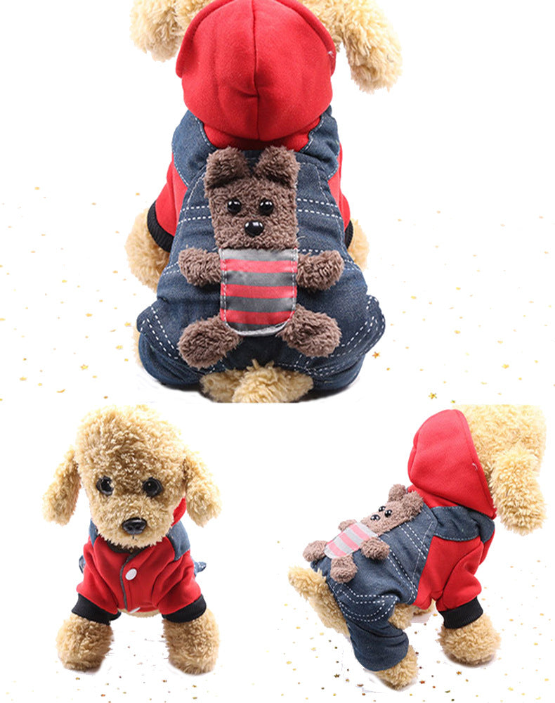 NEEPET Cartoon Pet Four-legged Warm Cotton Coat Doggie Hoodies