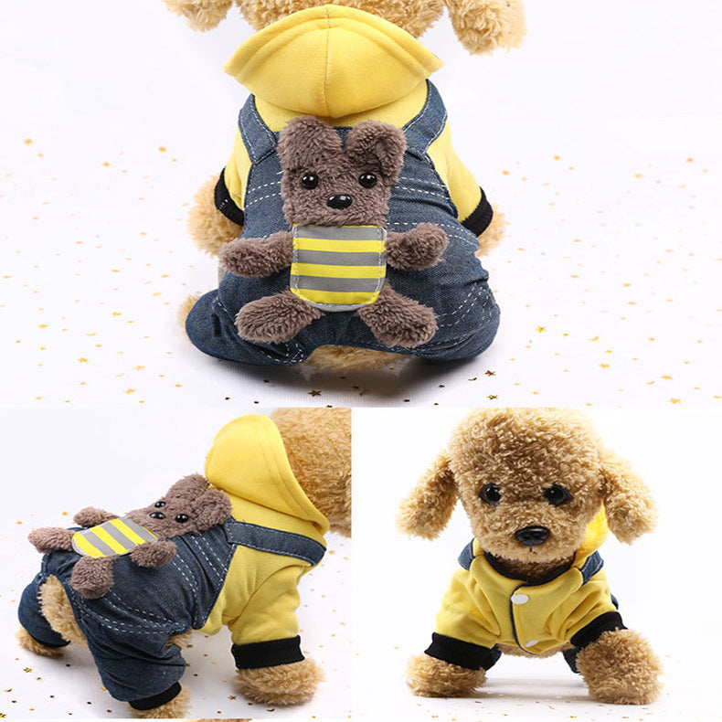 NEEPET Cartoon Pet Four-legged Warm Cotton Coat Doggie Hoodies