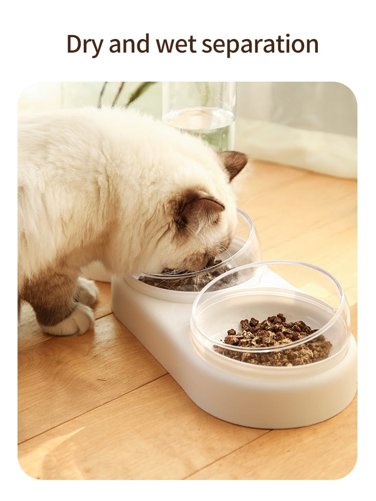 Neepet Cat Bowl Dog Food Feeder With Water Fountain Double Bowl