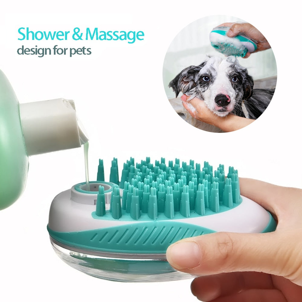 Neepet Dog Bath Brush 2-in-1 Pet SPA Massage Comb Silicone Shower Hair Grooming