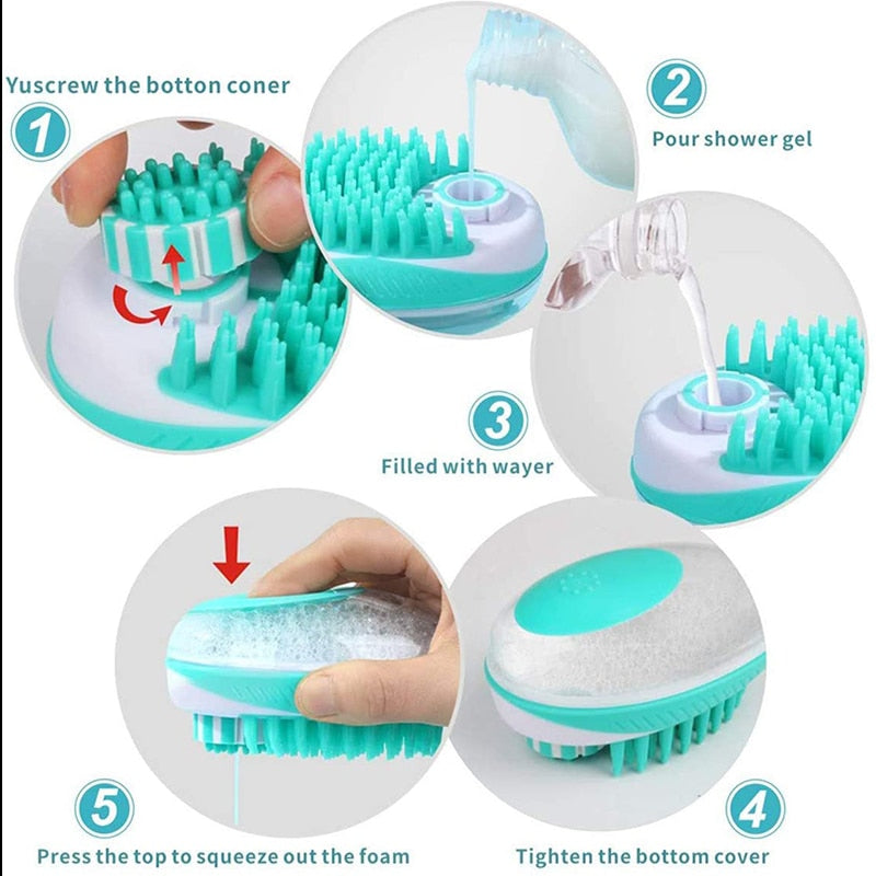 Neepet Dog Bath Brush 2-in-1 Pet SPA Massage Comb Silicone Shower Hair Grooming