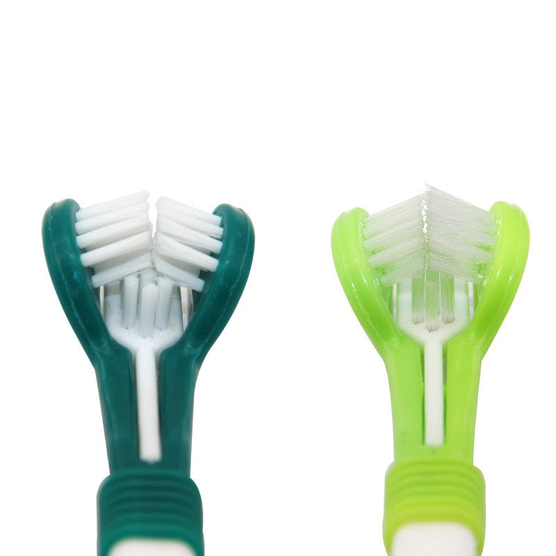 Neepet Dog Toothbrush Three-Head Multi-angle Teeth Clean Care