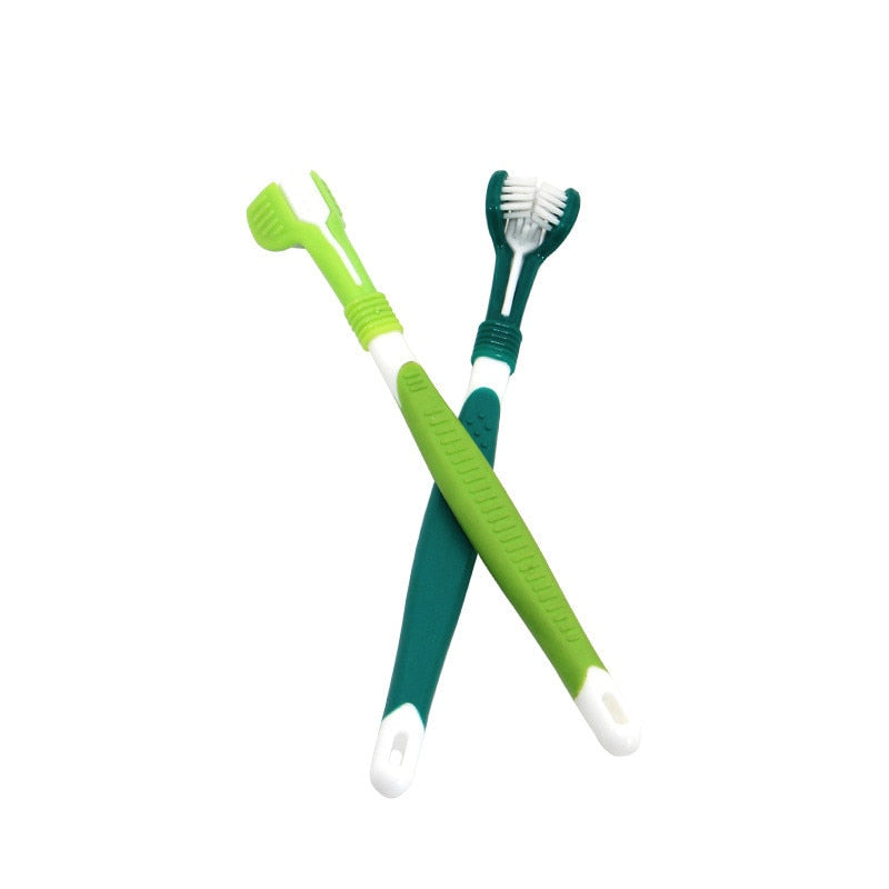 Neepet Dog Toothbrush Three-Head Multi-angle Teeth Clean Care