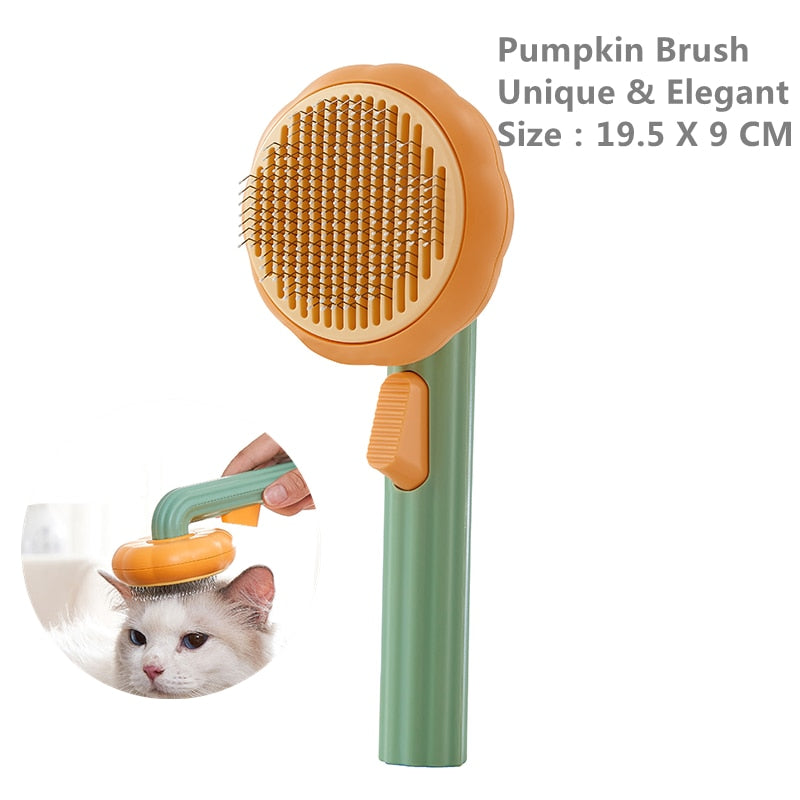 Neepet Pumpkin Pet Brush Cat Self Cleaning Slicker Brush Dog Grooming Comb