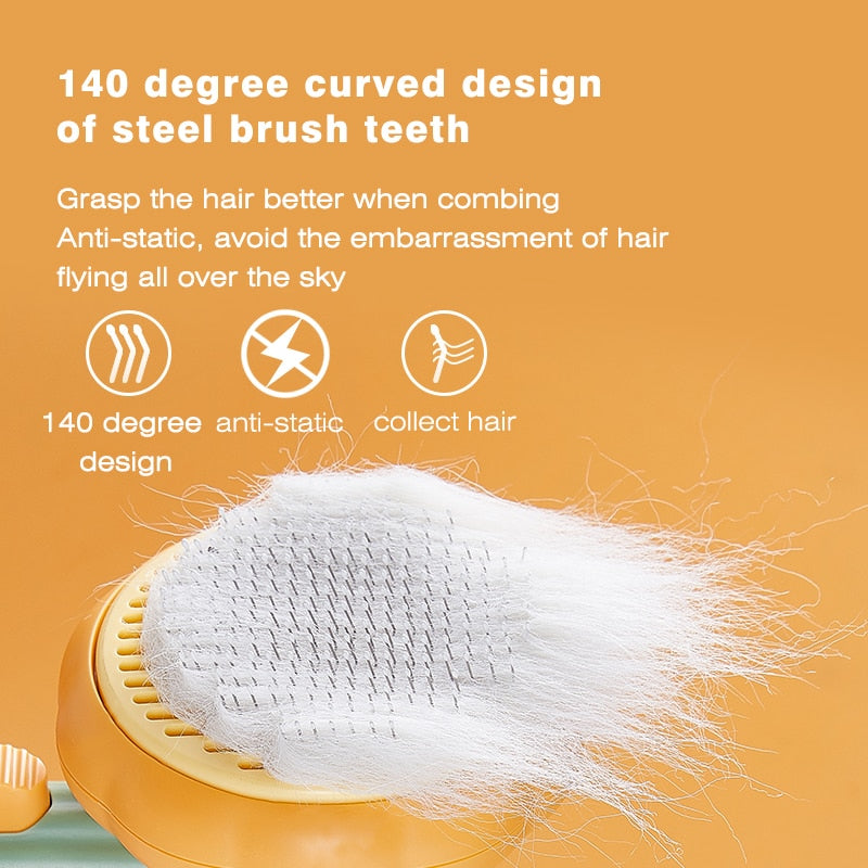 Neepet Pumpkin Pet Brush Cat Self Cleaning Slicker Brush Dog Grooming Comb