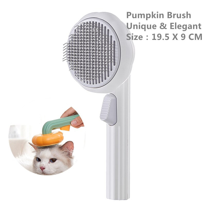 Neepet Pumpkin Pet Brush Cat Self Cleaning Slicker Brush Dog Grooming Comb