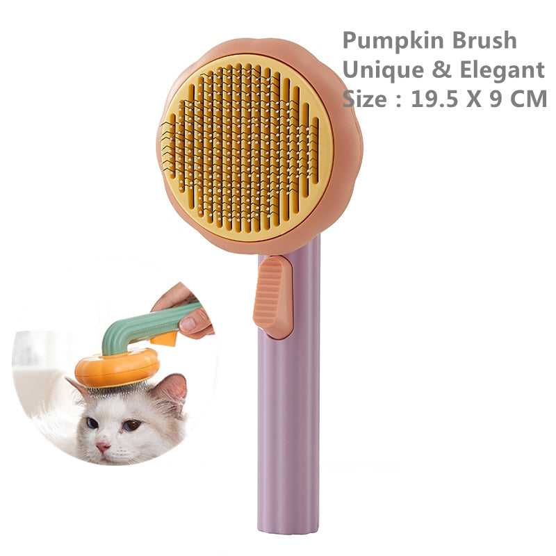 Neepet Pumpkin Pet Brush Cat Self Cleaning Slicker Brush Dog Grooming Comb