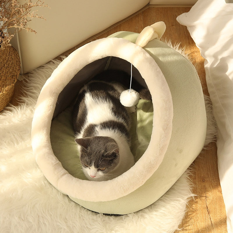 Neepet Cat Bed Warm Pet Basket Cozy Kitten Lounger Cushion Washable Cat Tent