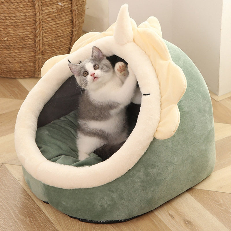 Neepet Cat Bed Warm Pet Basket Cozy Kitten Lounger Cushion Washable Cat Tent