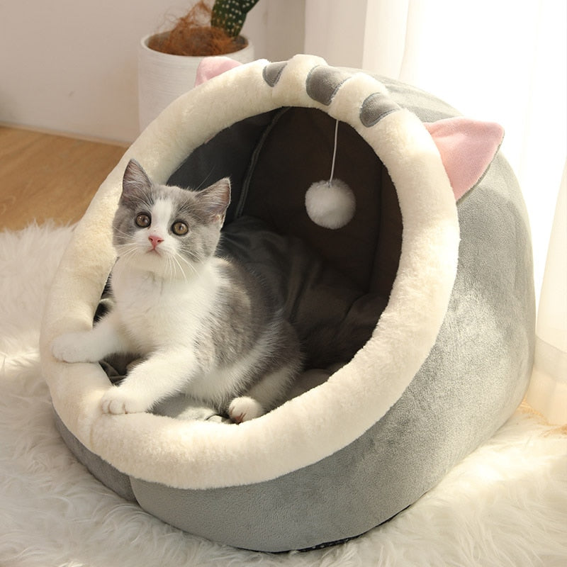 Neepet Cat Bed Warm Pet Basket Cozy Kitten Lounger Cushion Washable Cat Tent