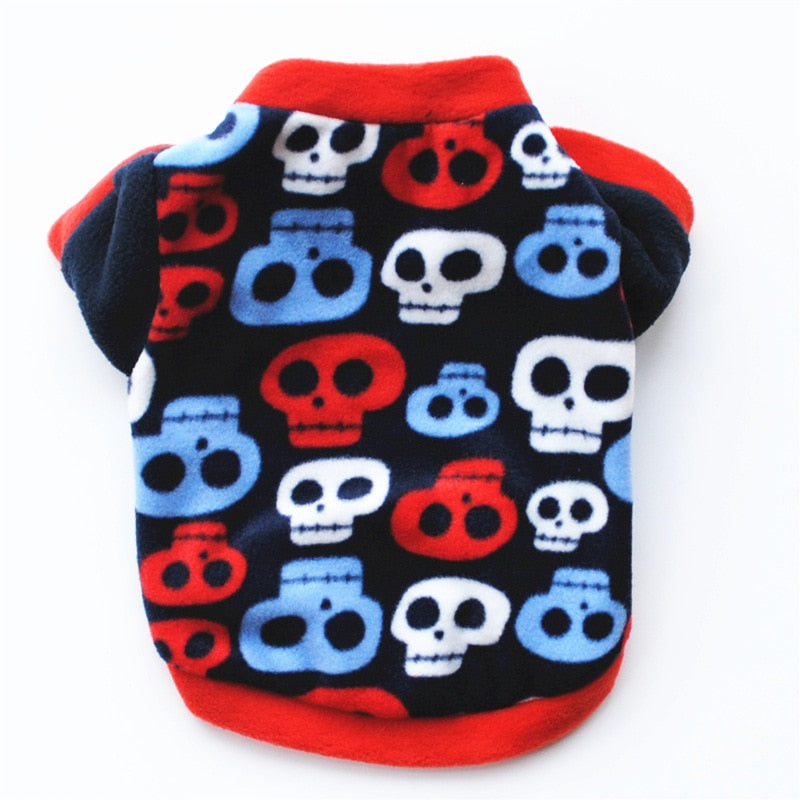 Neepet Warm Fleece Dog Clothes Puppy Skull Printed Coat Dogs Pullover