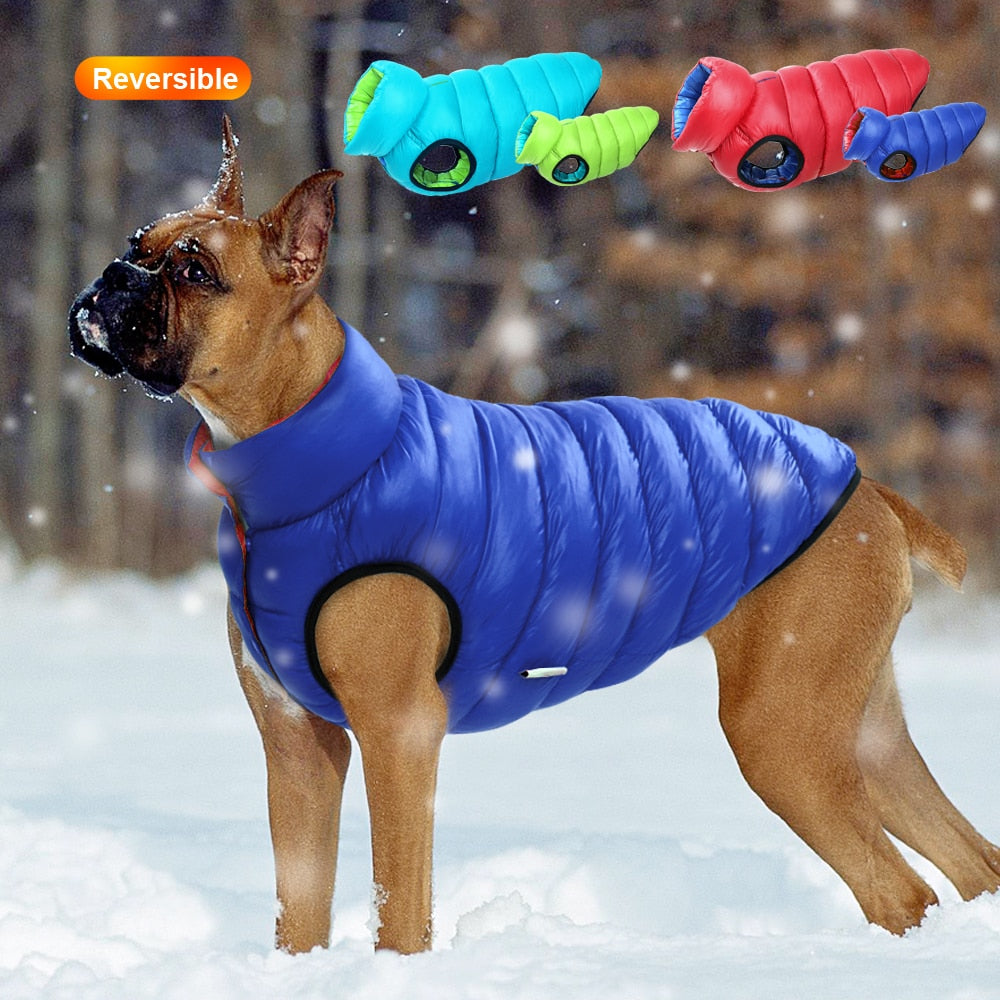 Neepet Dog Winter Vest Reversible Dogs Jacket 3 Layer Pet Coat Waterproof Outfit